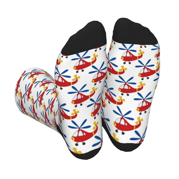 Bingfone Compression Socks for Women and Men Long Socks for Running Athletic Cycling Nurse- Cartoon Helicopter