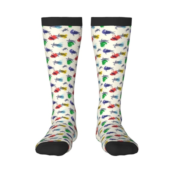 Bingfone Compression Socks for Women and Men Long Socks for Running Athletic Cycling Nurse-Cartoon Sea Turtle