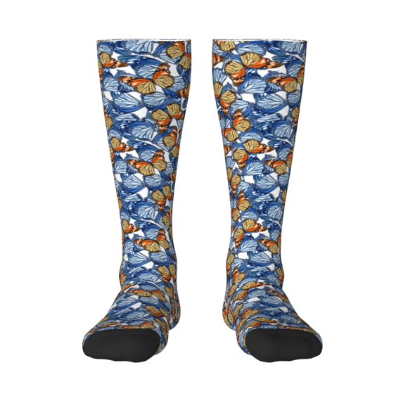 Bingfone Compression Socks for Women and Men Long Socks for Running Athletic Cycling Nurse-Colorful Butterfly1