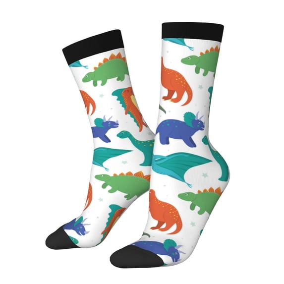 Bingfone Compression Socks for Women and Men Long Socks for Running Athletic Cycling Nurse- Colorful Dinosaur