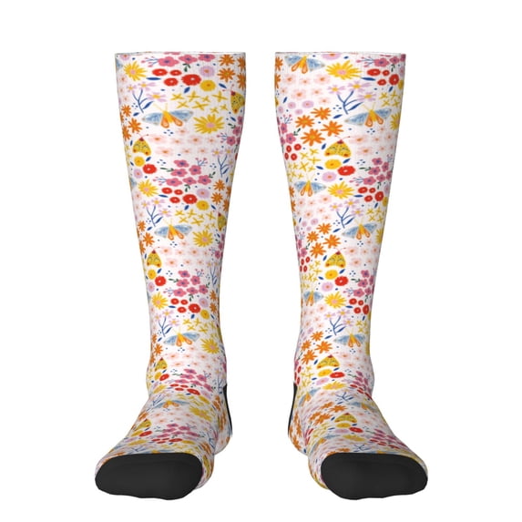 Bingfone Compression Socks for Women and Men Long Socks for Running Athletic Cycling Nurse-Colorful Floral