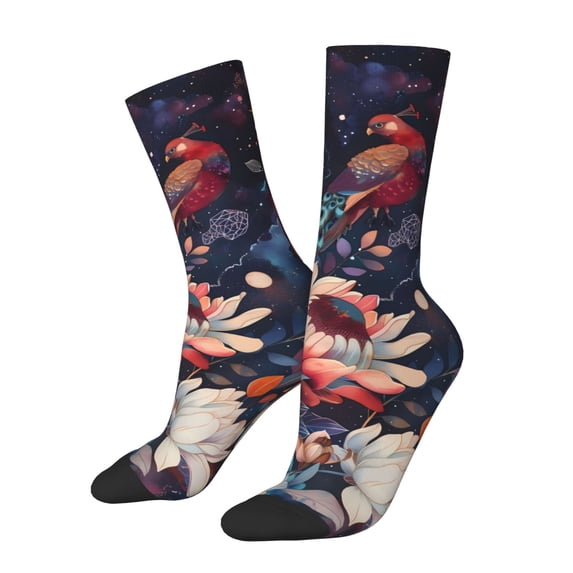 Bingfone Compression Socks for Women and Men Long Socks for Running Athletic Cycling Nurse- Colorful Flower Peacock