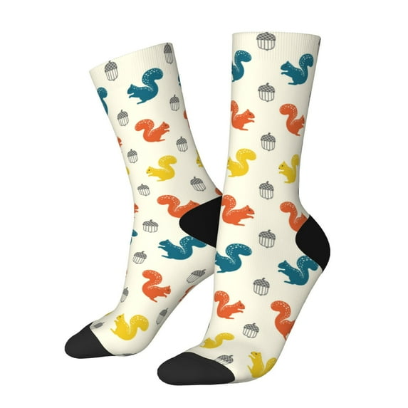 Bingfone Compression Socks for Women and Men Long Socks for Running Athletic Cycling Nurse- Colorful Squirrel