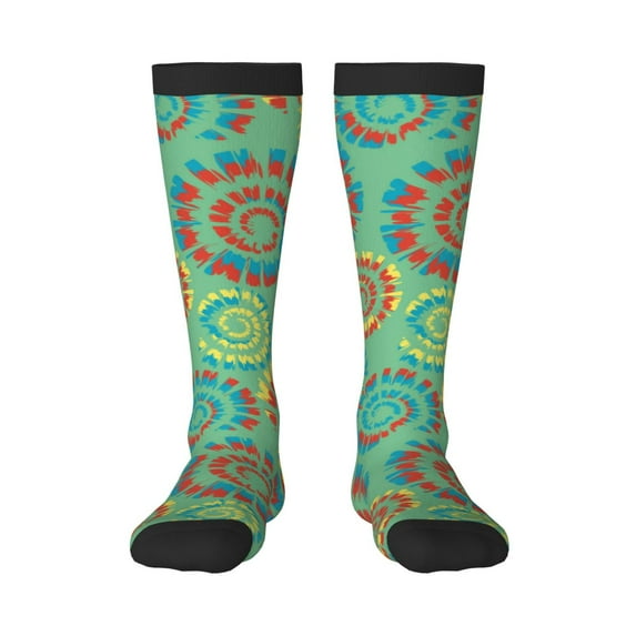 Bingfone Compression Socks for Women and Men Long Socks for Running Athletic Cycling Nurse-Colourful Tie Dye