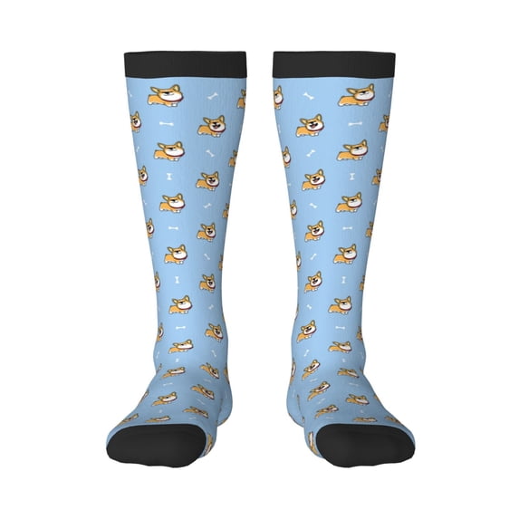 Bingfone Compression Socks for Women and Men Long Socks for Running Athletic Cycling Nurse-Corgi Dog