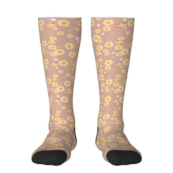 Bingfone Compression Socks for Women and Men Long Socks for Running Athletic Cycling Nurse-Cute Bee