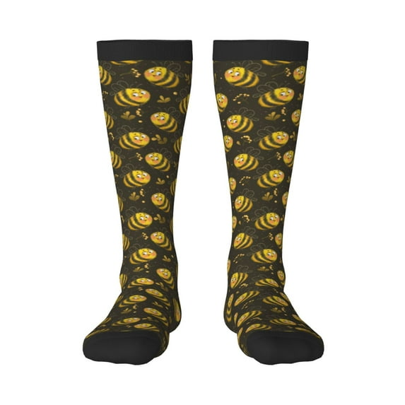 Bingfone Compression Socks for Women and Men Long Socks for Running Athletic Cycling Nurse-Cute Cartoon Bees