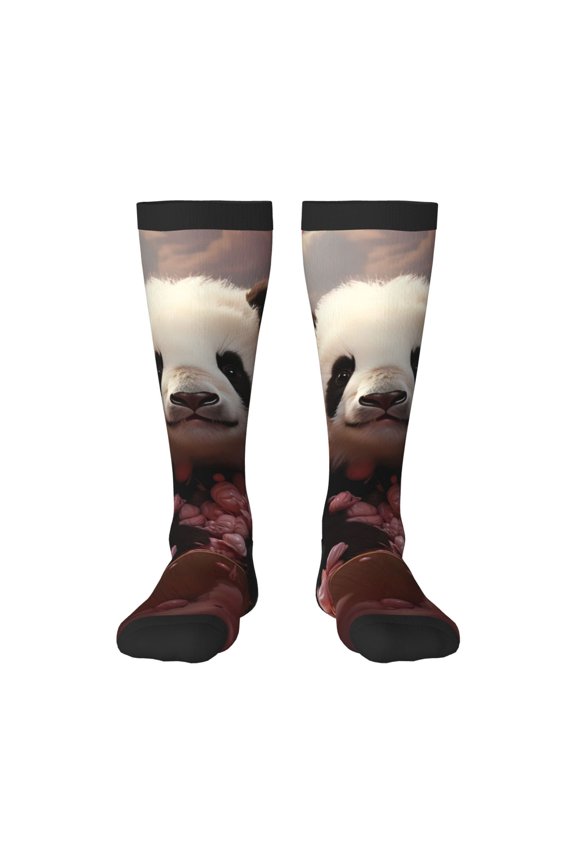 Compression Socks for Women and Men Long Socks for Running Athletic Cycling Nurse-Cute Cloud Panda
