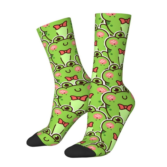 Bingfone Compression Socks for Women and Men Long Socks for Running Athletic Cycling Nurse- Cute Green Frog