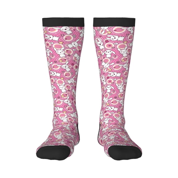 Bingfone Compression Socks for Women and Men Long Socks for Running Athletic Cycling Nurse-Cute Rabbit