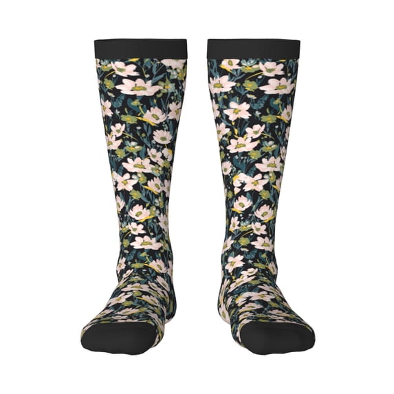 Bingfone Compression Socks for Women and Men Long Socks for Running Athletic Cycling Nurse-Flowers