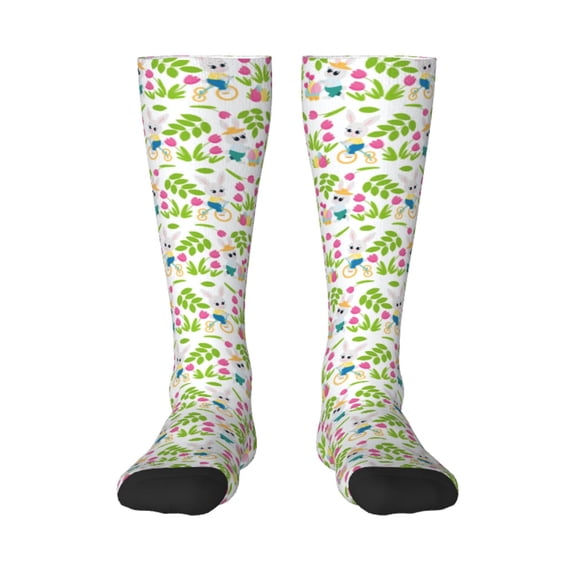 Bingfone Compression Socks for Women and Men Long Socks for Running Athletic Cycling Nurse-Happy Easter