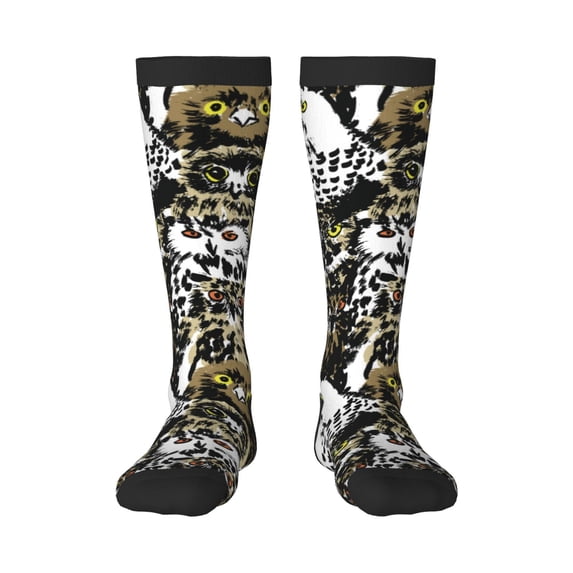 Bingfone Compression Socks for Women and Men Long Socks for Running Athletic Cycling Nurse-Ink Graffiti Owl
