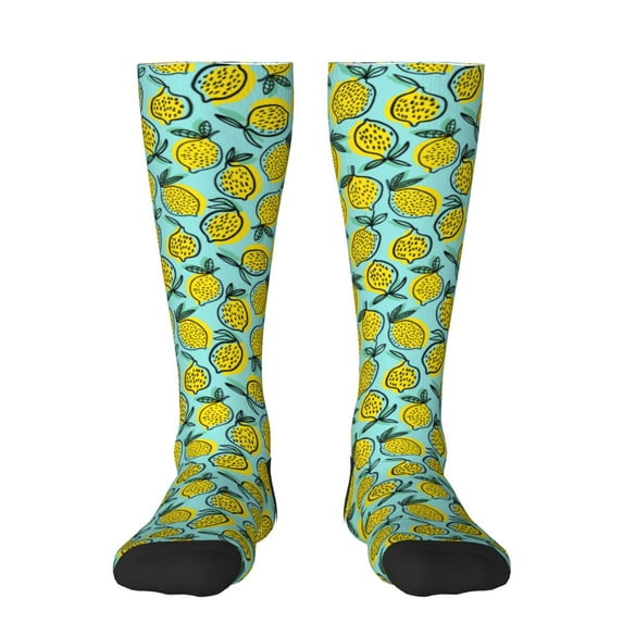 Bingfone Compression Socks for Women and Men Long Socks for Running Athletic Cycling Nurse-Lemon1