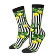 thumbnail image 1 of Bingfone Compression Socks for Women and Men Long Socks for Running Athletic Cycling Nurse- Lemons on Striped, 1 of 6