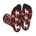 thumbnail image 1 of Bingfone Compression Socks for Women and Men Long Socks for Running Athletic Cycling Nurse- Plaid Reindeer Snowflakes, 1 of 7