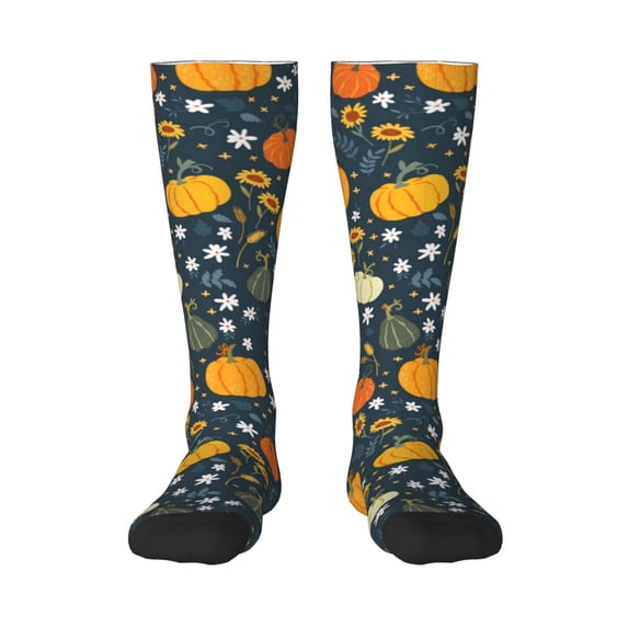 Bingfone Compression Socks for Women and Men Long Socks for Running Athletic Cycling Nurse-Pumpkin