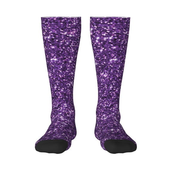 Bingfone Compression Socks for Women and Men Long Socks for Running Athletic Cycling Nurse-Purple Glitter