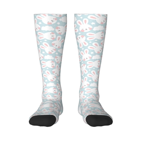 Bingfone Compression Socks for Women and Men Long Socks for Running Athletic Cycling Nurse-Rabbit And Star