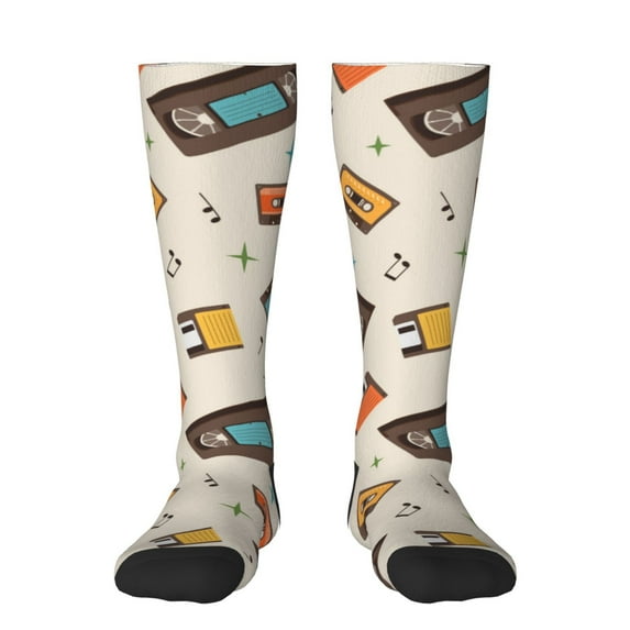Bingfone Compression Socks for Women and Men Long Socks for Running Athletic Cycling Nurse-Retro Vintage Tape
