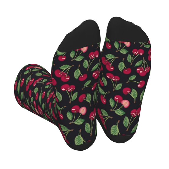 Bingfone Compression Socks for Women and Men Long Socks for Running Athletic Cycling Nurse- Ripe Red Cherry