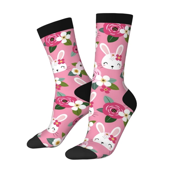 Bingfone Compression Socks for Women and Men Long Socks for Running Athletic Cycling Nurse- Rose Rabbit