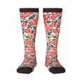 thumbnail image 1 of Bingfone Compression Socks for Women and Men Long Socks for Running Athletic Cycling Nurse-Small Coral Red Flowers, 1 of 8
