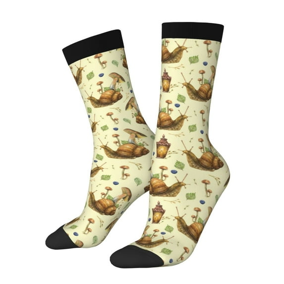 Bingfone Compression Socks for Women and Men Long Socks for Running Athletic Cycling Nurse- Snail With Mushrooms