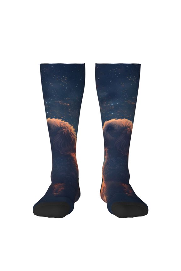 Compression Socks for Women and Men Long Socks for Running Athletic Cycling Nurse-Starry Sky Cloud Puppy