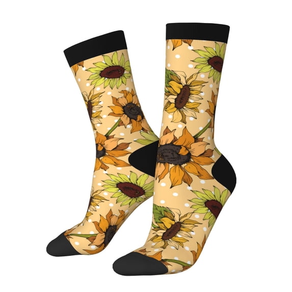 Bingfone Compression Socks for Women and Men Long Socks for Running Athletic Cycling Nurse- Sunflowers
