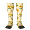 thumbnail image 1 of Bingfone Compression Socks for Women and Men Long Socks for Running Athletic Cycling Nurse-Yellow White Plaid Sunflower, 1 of 8