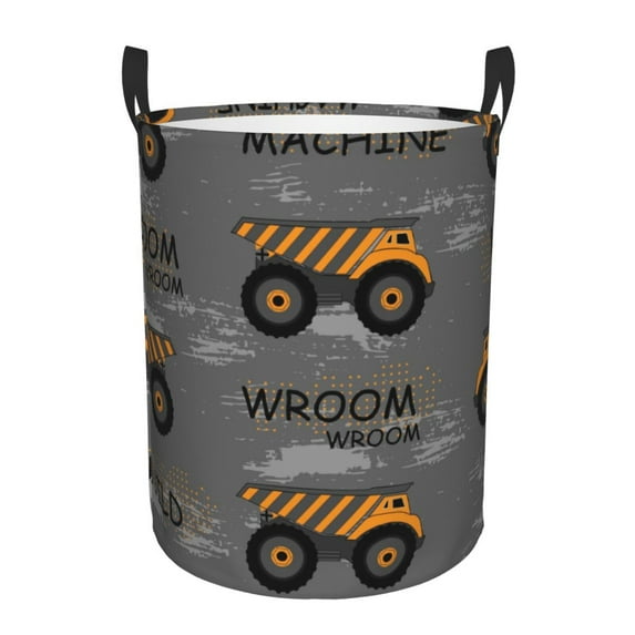 Bingfone Construction Machines Waterproof Foldable Laundry Hamper Bucket With Handles For Storage Bin,Clothes Hamper (Small)