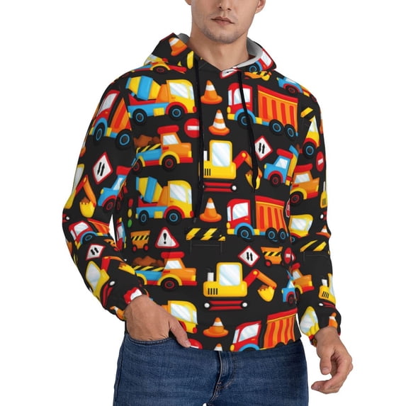 Bingfone Construction Truck Men'S Drawstring Hoodie Long Sleeve Pocket Sweatshirts-X-Large