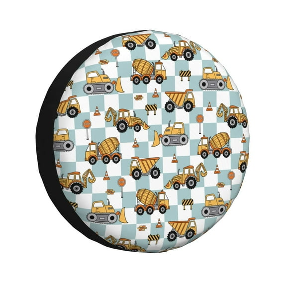 Bingfone Construction Vehicle Spare Tire Cover Weatherproof Universal Wheel Protectors for RV Camper Travel Trailer SUV Truck-17 inch