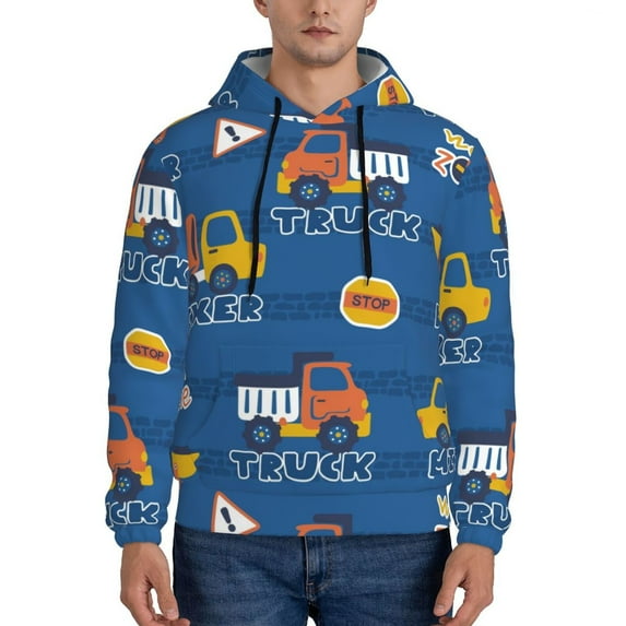 Bingfone Construction Vehicles Men'S Drawstring Hoodie Long Sleeve Pocket Sweatshirts-Large