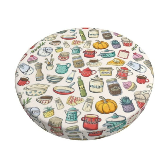Bingfone Cooking Utensils Padded Round Bar Stool Cover Cushion with Elastic Fabric Round Chair Seat - Cooking Utensils