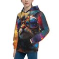 thumbnail image 1 of Bingfone Cool Cat With Sunglasses Pattern Youth Classic Hoodies Soft Hooded Pullover Sweatshirts for Girls and Boys, 1 of 6