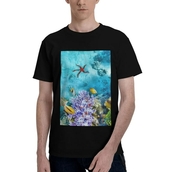 Bingfone Corals And Tropical Fish Men'S Loose Fit Short-Sleeve Pocket T-Shirt
