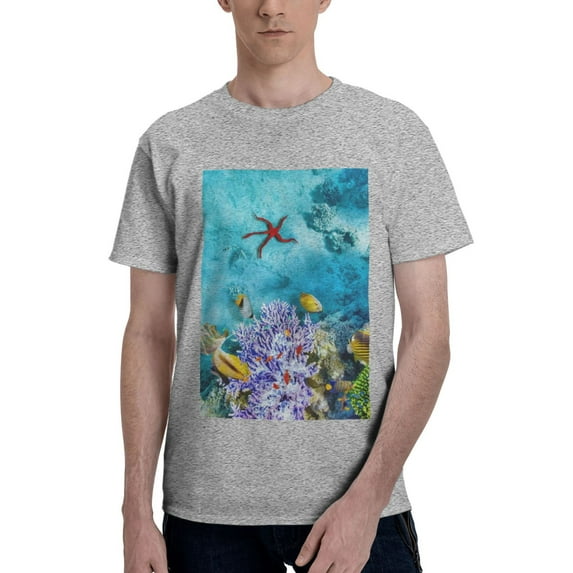 Bingfone Corals And Tropical Fish Men'S Loose Fit Short-Sleeve Pocket T-Shirt