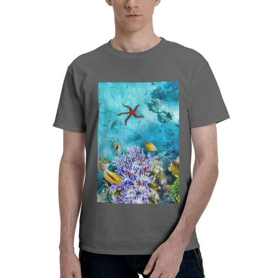 Bingfone Corals And Tropical Fish Men'S Loose Fit Short-Sleeve Pocket T-Shirt