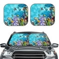 thumbnail image 1 of Bingfone Corals And Tropical Fish Print 2-Piece Sun Shade Front Windshield - Foldable Car Front Window Sunshades For Most Sedans Suv Truck - Medium, 1 of 7