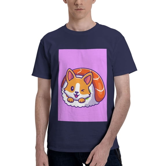 Bingfone Corgi In Sushi Roll Men'S Loose Fit Short-Sleeve Pocket T-Shirt