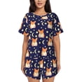 thumbnail image 1 of Bingfone Corgi Lying With Moons And Stars Print Pajamas Sets for Women Soft Short-Sleeved Pjs with Lounge Shorts Two Piece Sleepwear, 1 of 8