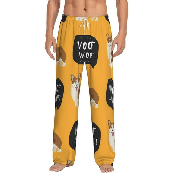 Bingfone Corgi Mens All Over Print Sleep Pajama Pants-Large