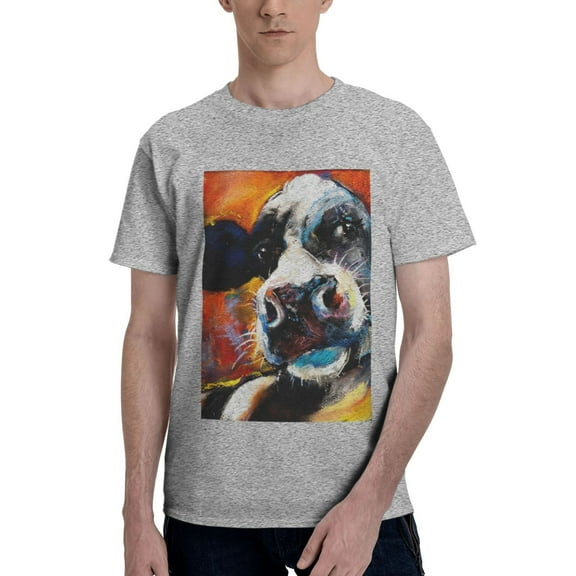 Bingfone Cow Men'S Loose Fit Short-Sleeve Pocket T-Shirt