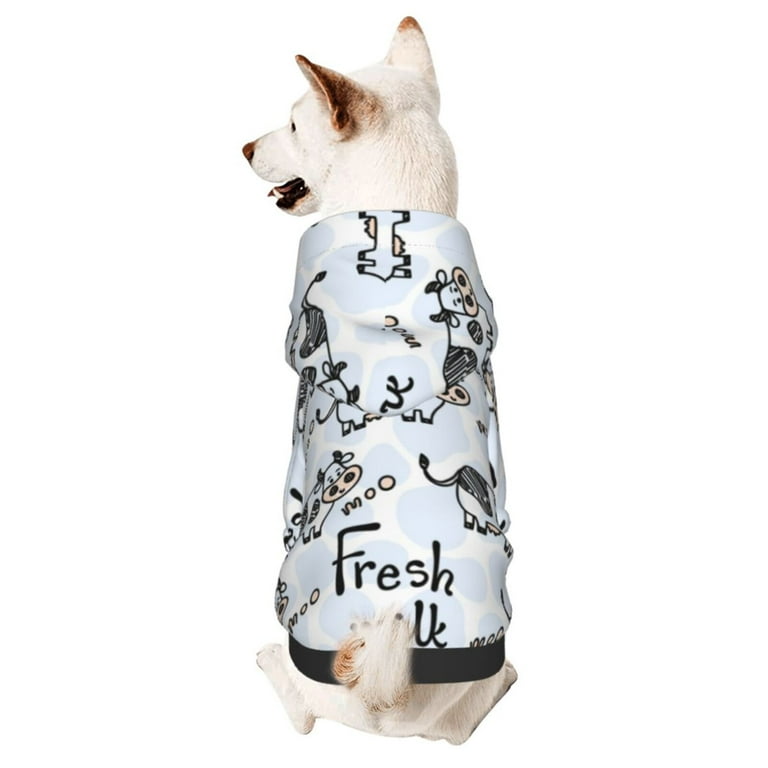 Bingfone Cow With Fresh Milk Dog Clothes Hoodie Pet Winter Coat Puppy Sweatshirts for Small Dogs Boy Girl Suitable for All Breeds XX Large