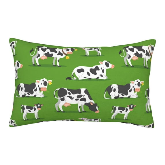 Bingfone Cows With Calfs Green Standard Size Pillowcase, Long Staple Pure Cotton Envelope Closure Pillow Cover,14"X20"