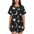 thumbnail image 1 of Bingfone Crescent and Stars Print Pajamas Sets for Women Soft Short-Sleeved Pjs with Lounge Shorts Two Piece Sleepwear, 1 of 1