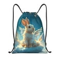 thumbnail image 1 of Bingfone Cute Angel Winged Rabbit Drawstrings Backpacks Bags for Men Women Gym Drawstrings Bag-Small, 1 of 8