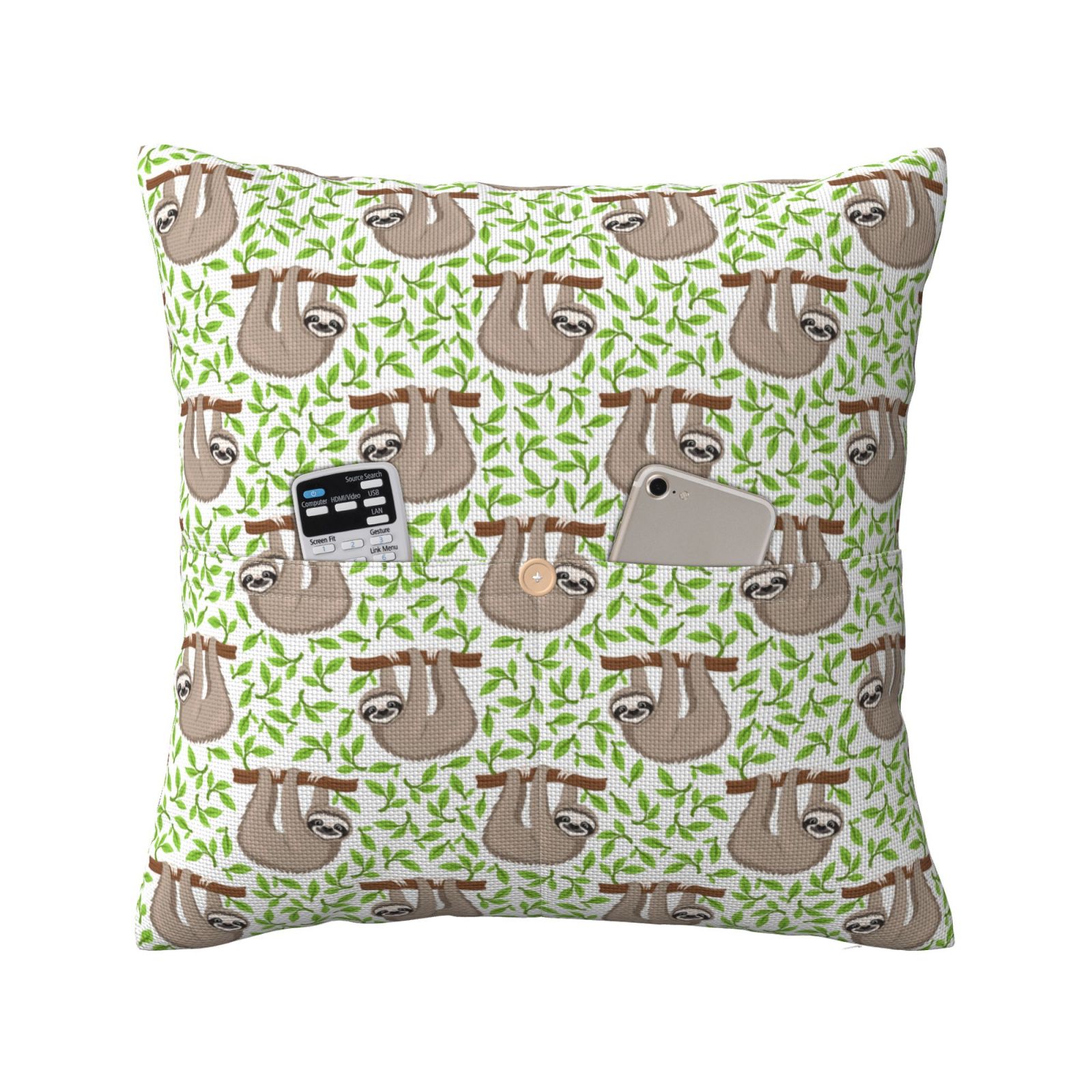 Bingfone Cute Animal Sloth On A Branch Linen Throw Pillow Covers